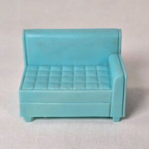 VTG  Superior Dollhouse Turquoise Plastic Sofa Couch Miniature Furniture 1960s
